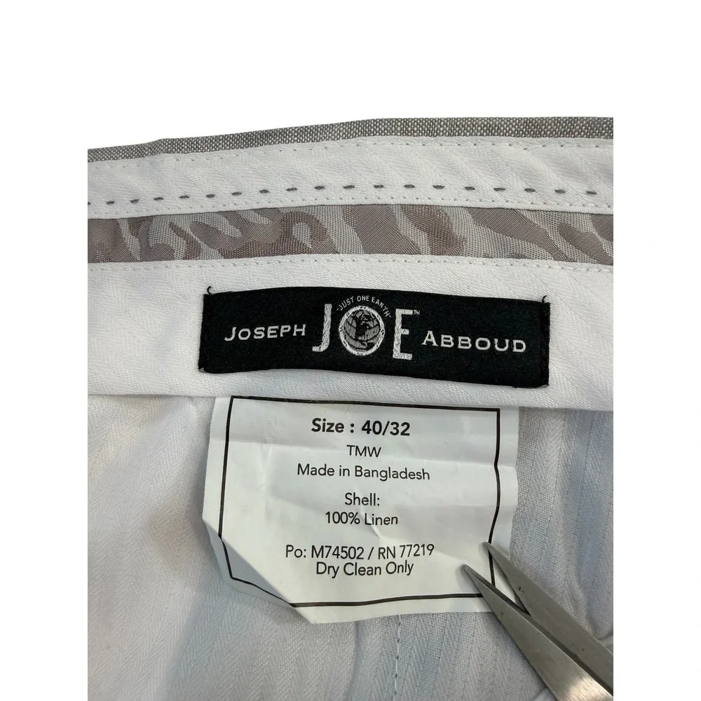 Joseph Abboud Mens Grey 40 Linen Trousers Pants Lux Summer